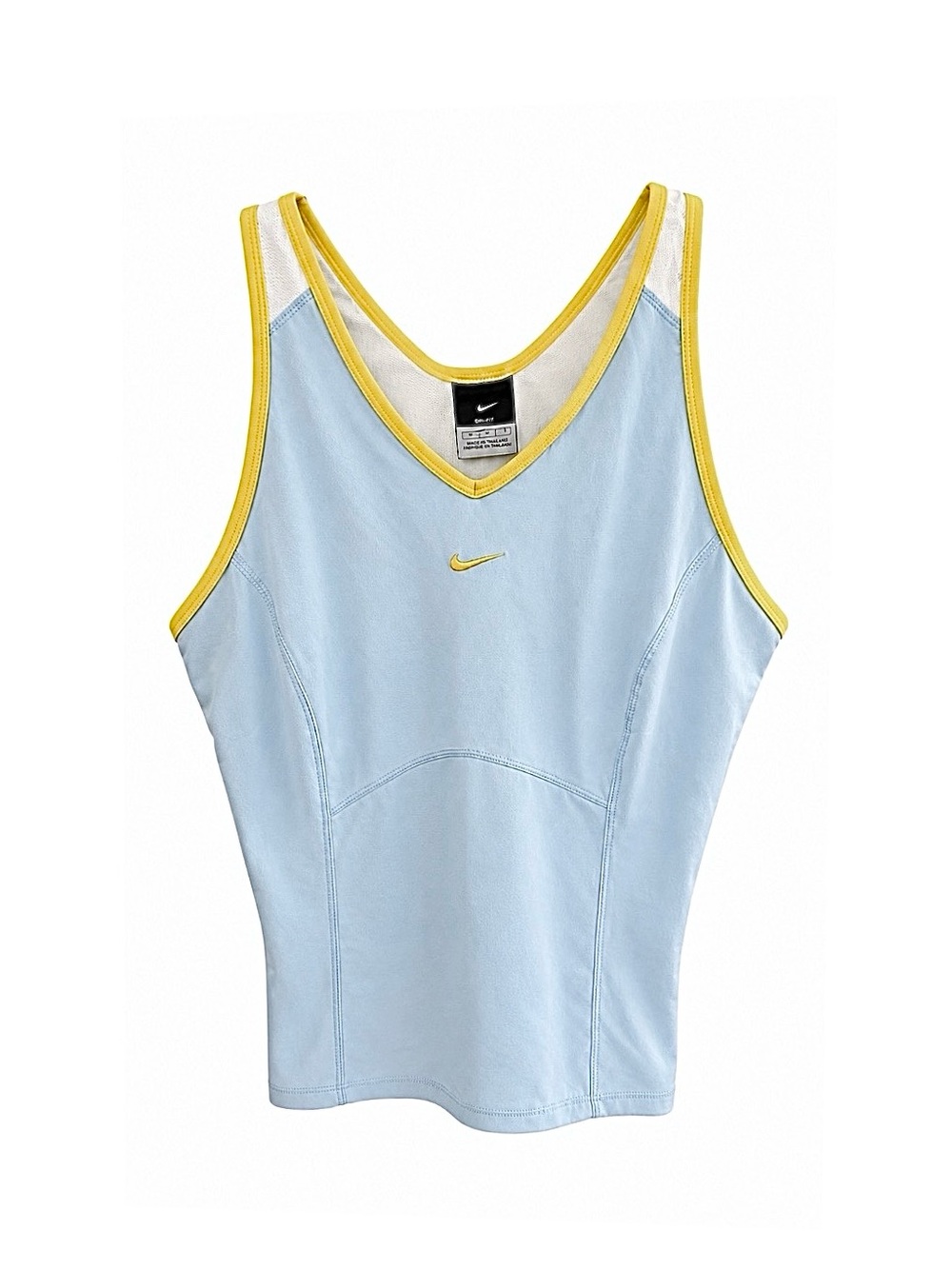 Nike Dri-FIT | Vintage Mesh Tank Top | White Blue & Yellow Trim | Women’s Size L